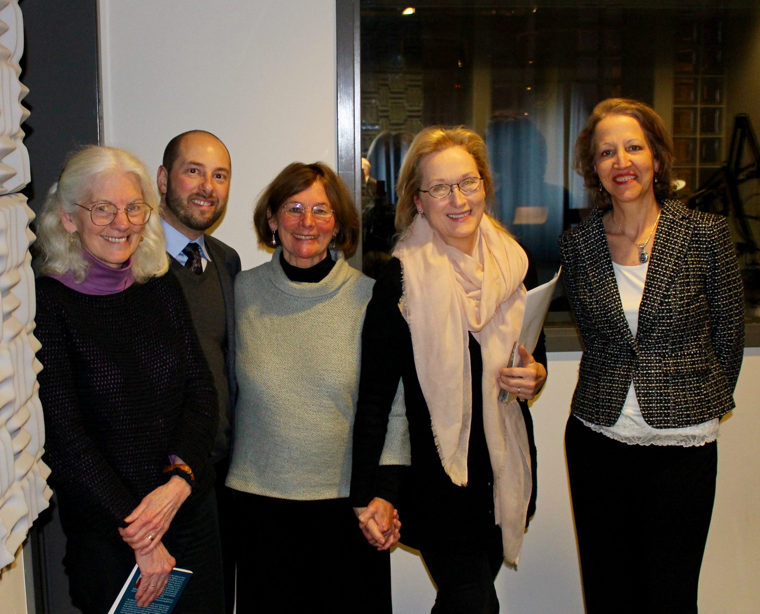 From left to right: Nancy Fitz-Hugh Meneely, librettist; Joseph D’Eugenio, Artistic Director; Sarah Meneely-Kyder, composer; Meryl Streep, documentary narrator; and Karyl Evans, documentary filmmaker