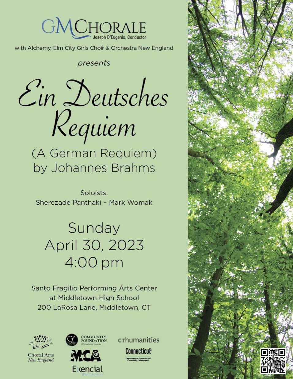 Brahms' Requiem 2023 Poster with sponsors